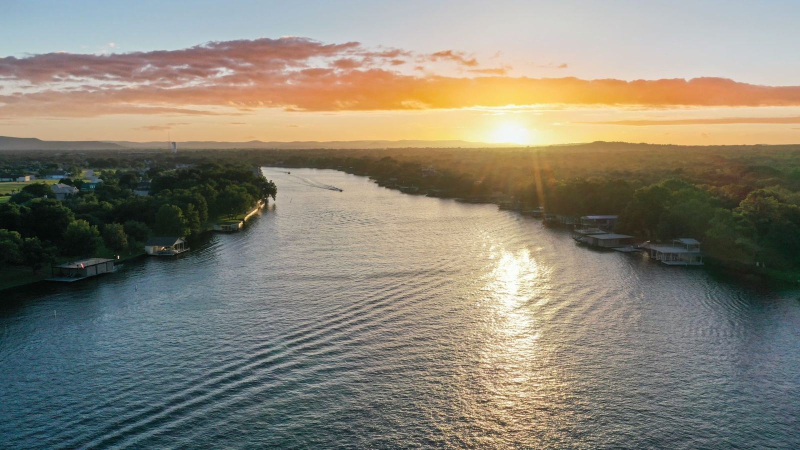 Sunset over the Colorado River from the air