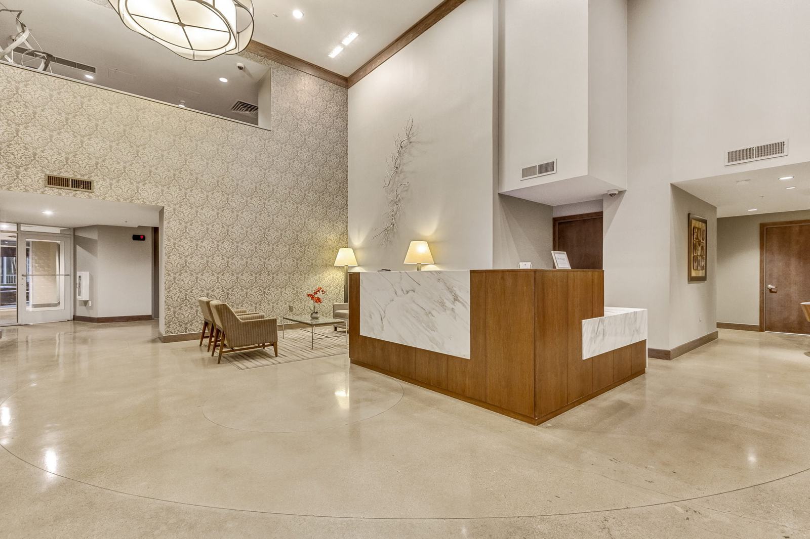 Hotel lobby with reception desk