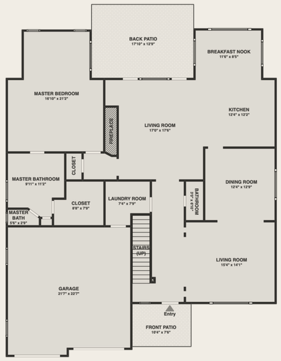 Sample floor plan with room names and measurements