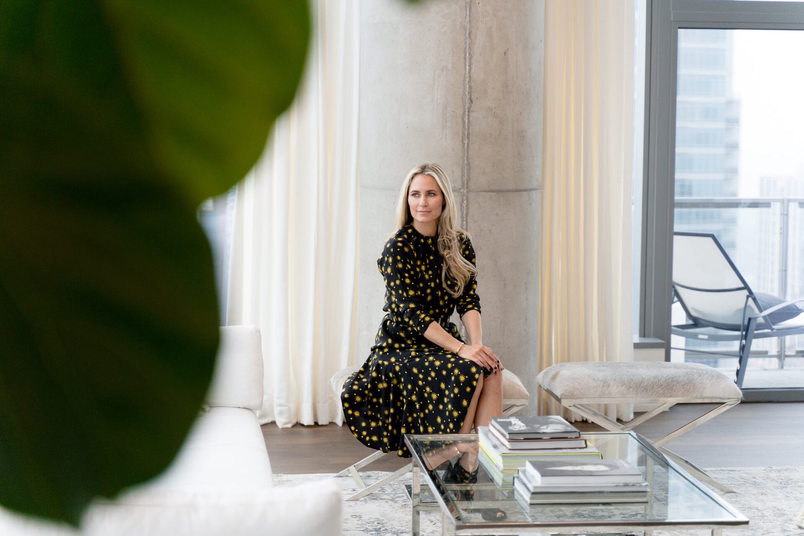 Lifestyle portrait in a styled living room